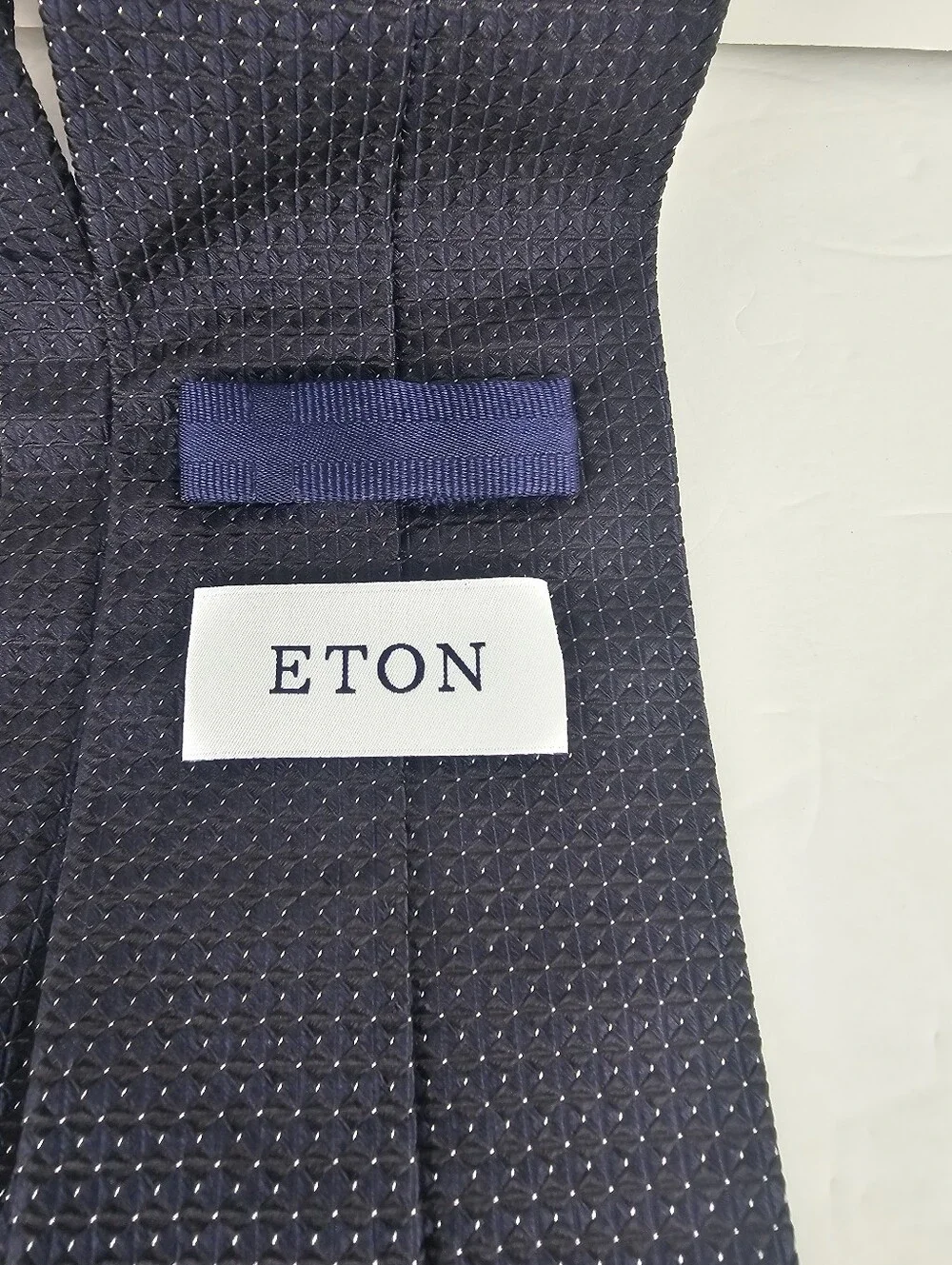 ETON 100% Silk Tie Italy Blue Jacquard Geometric Diamond Luxury Professional